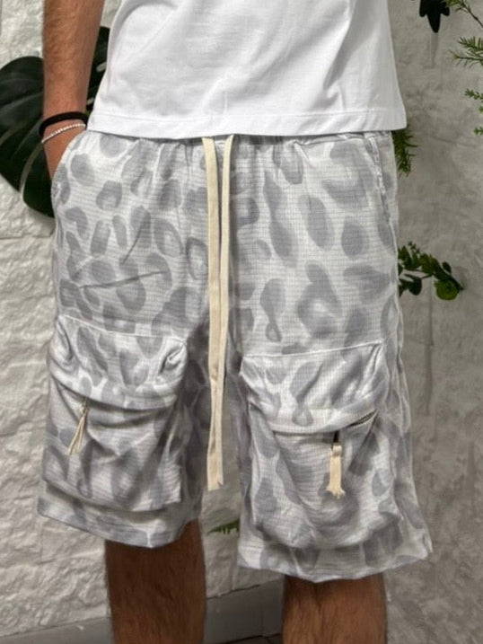 Pantaloncino cargo leopardato 39-B821