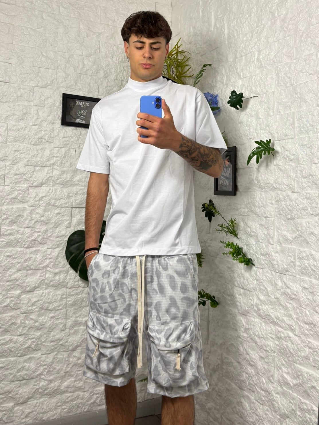 Pantaloncino cargo leopardato 39-B821