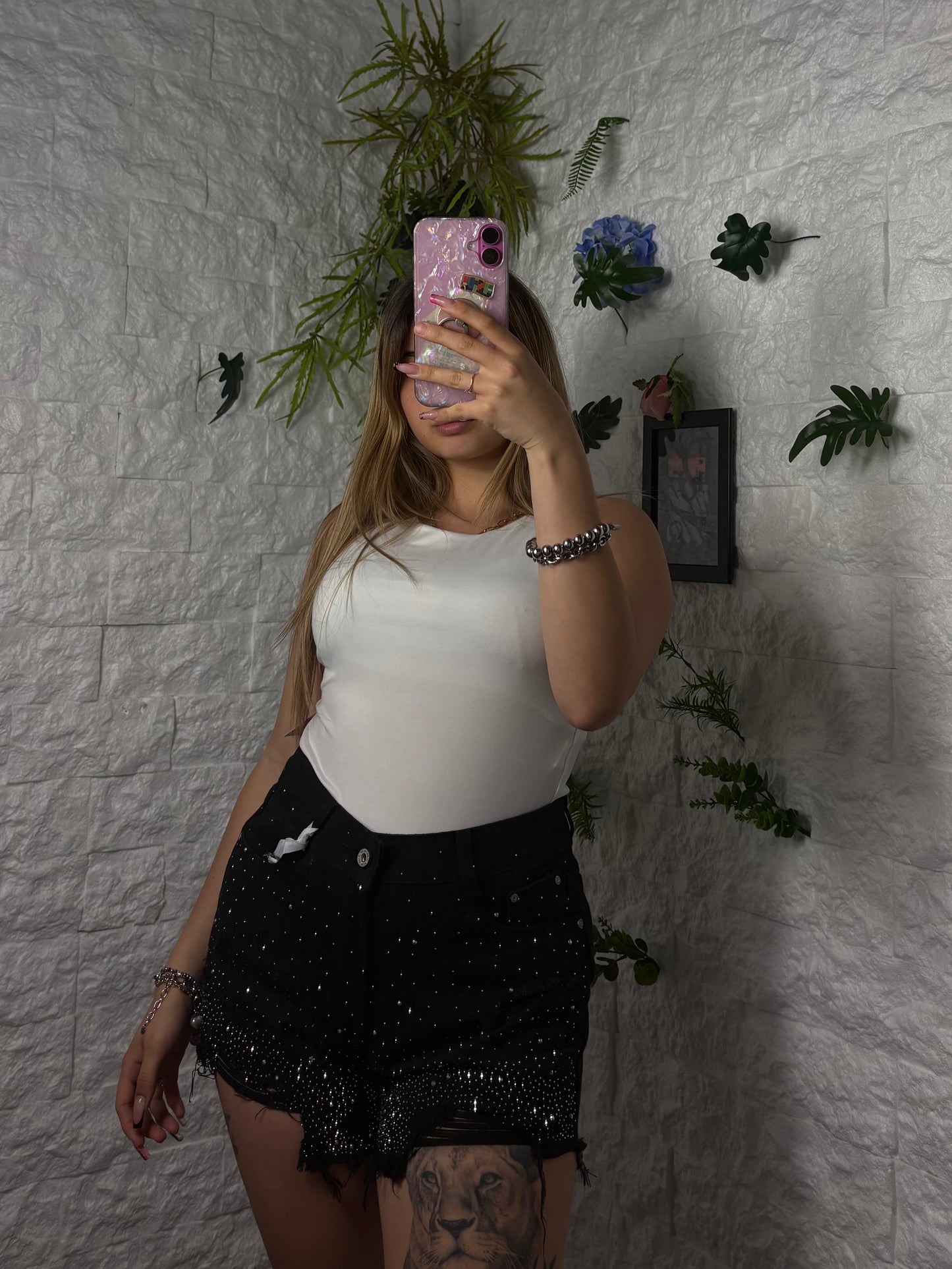 Shorts nero estivo con brillantini