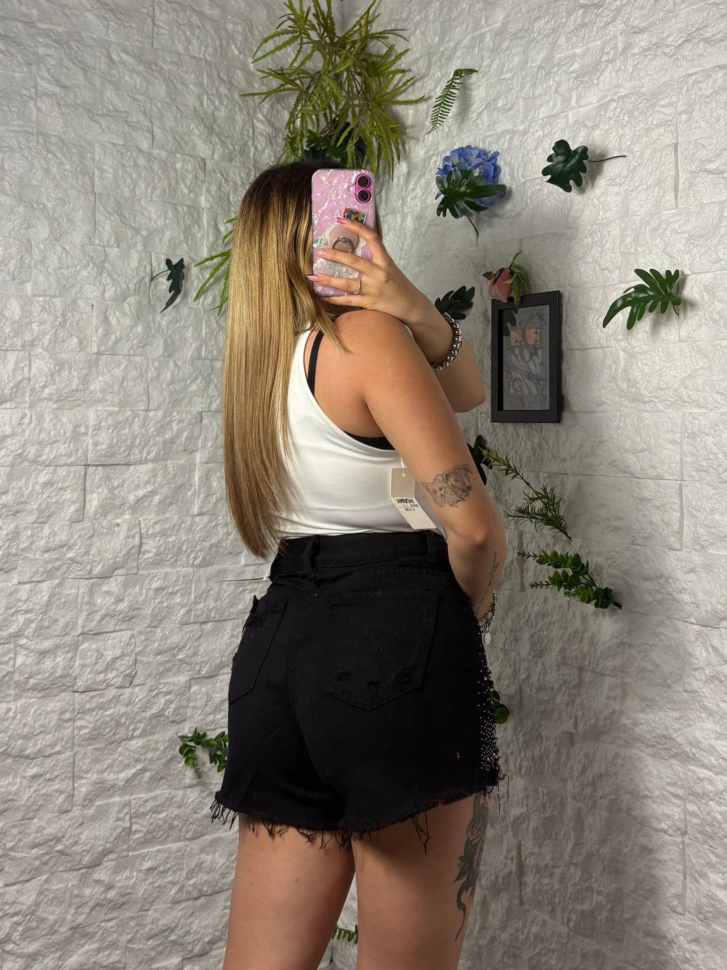 Shorts nero estivo con brillantini