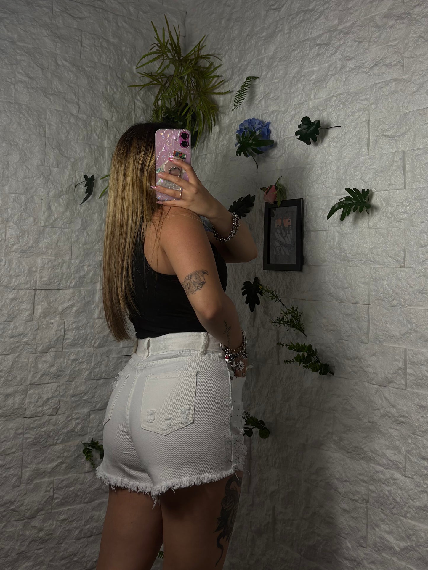 Shorts bianco estivo con brillantini