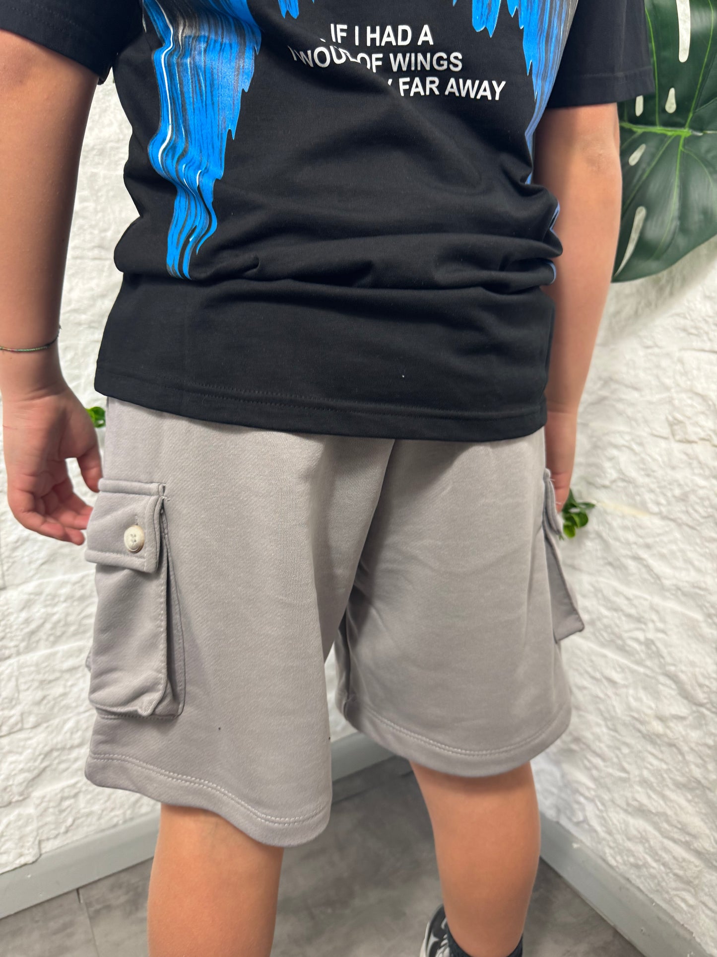 Pantaloncino cargo in cotone grigio