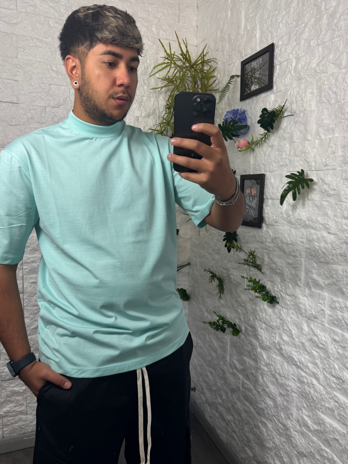 T-shirt a mezzo collo alto tiffany 80303
