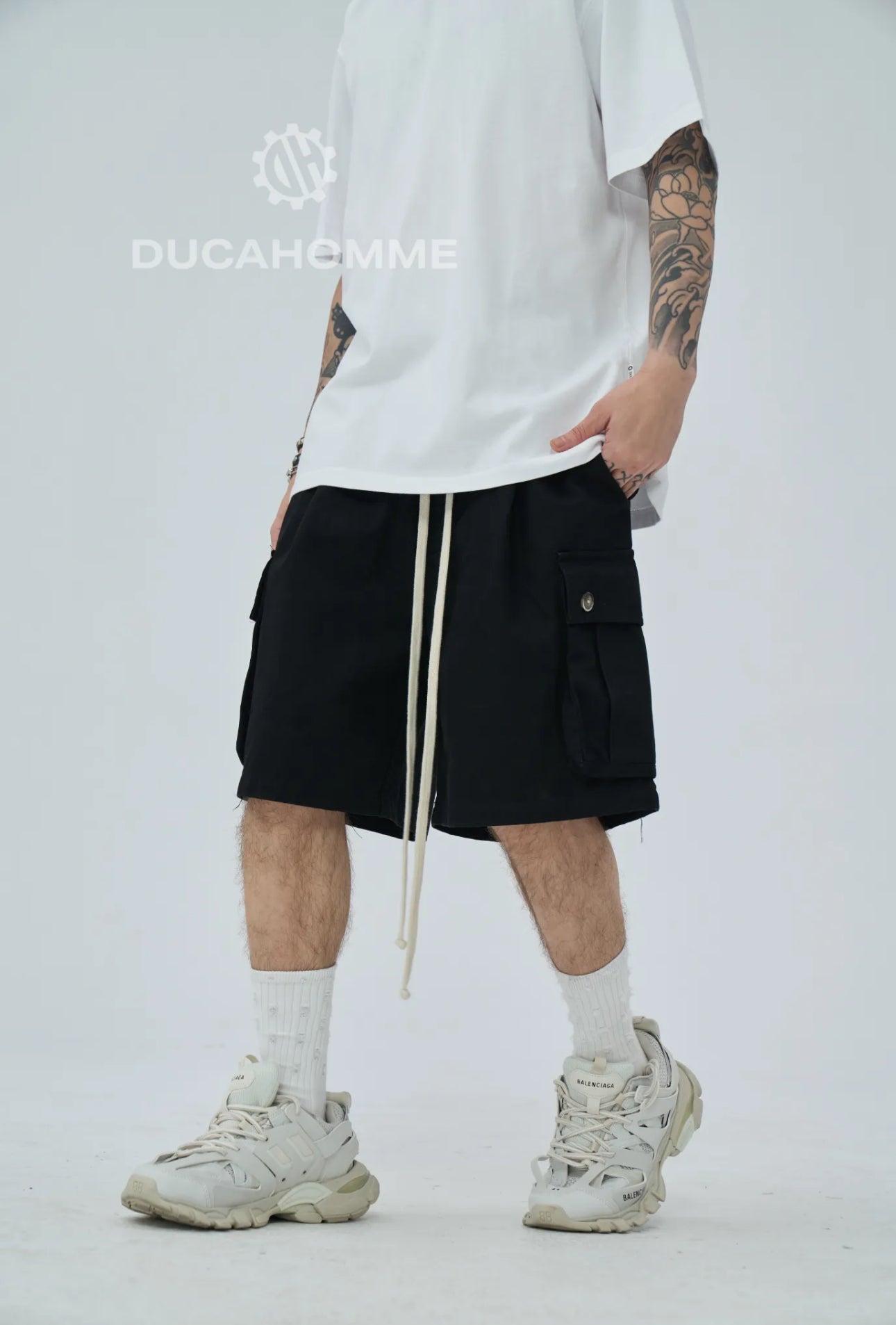 Shorts cargo sartoriale in jeans 404007