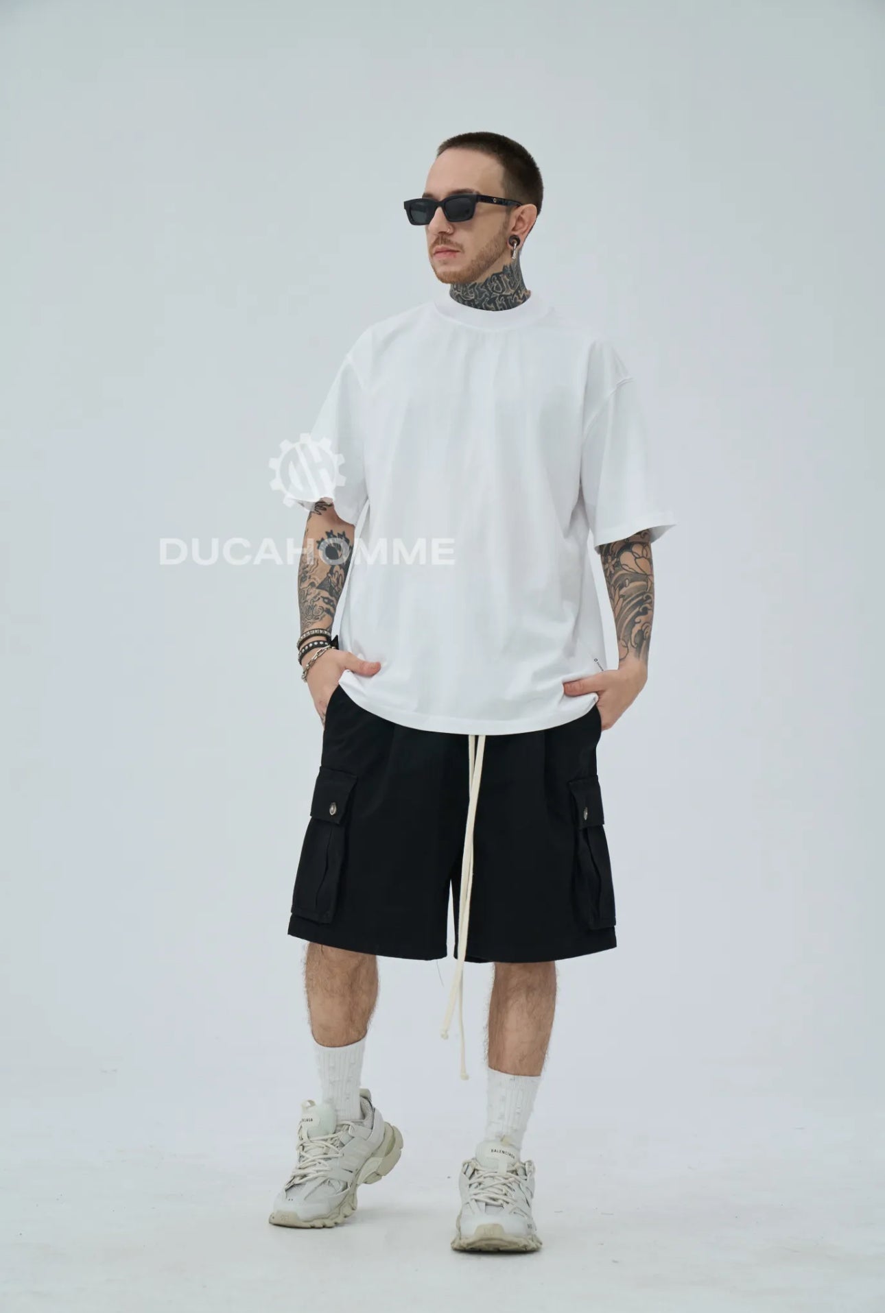 Shorts cargo sartoriale in jeans 404007