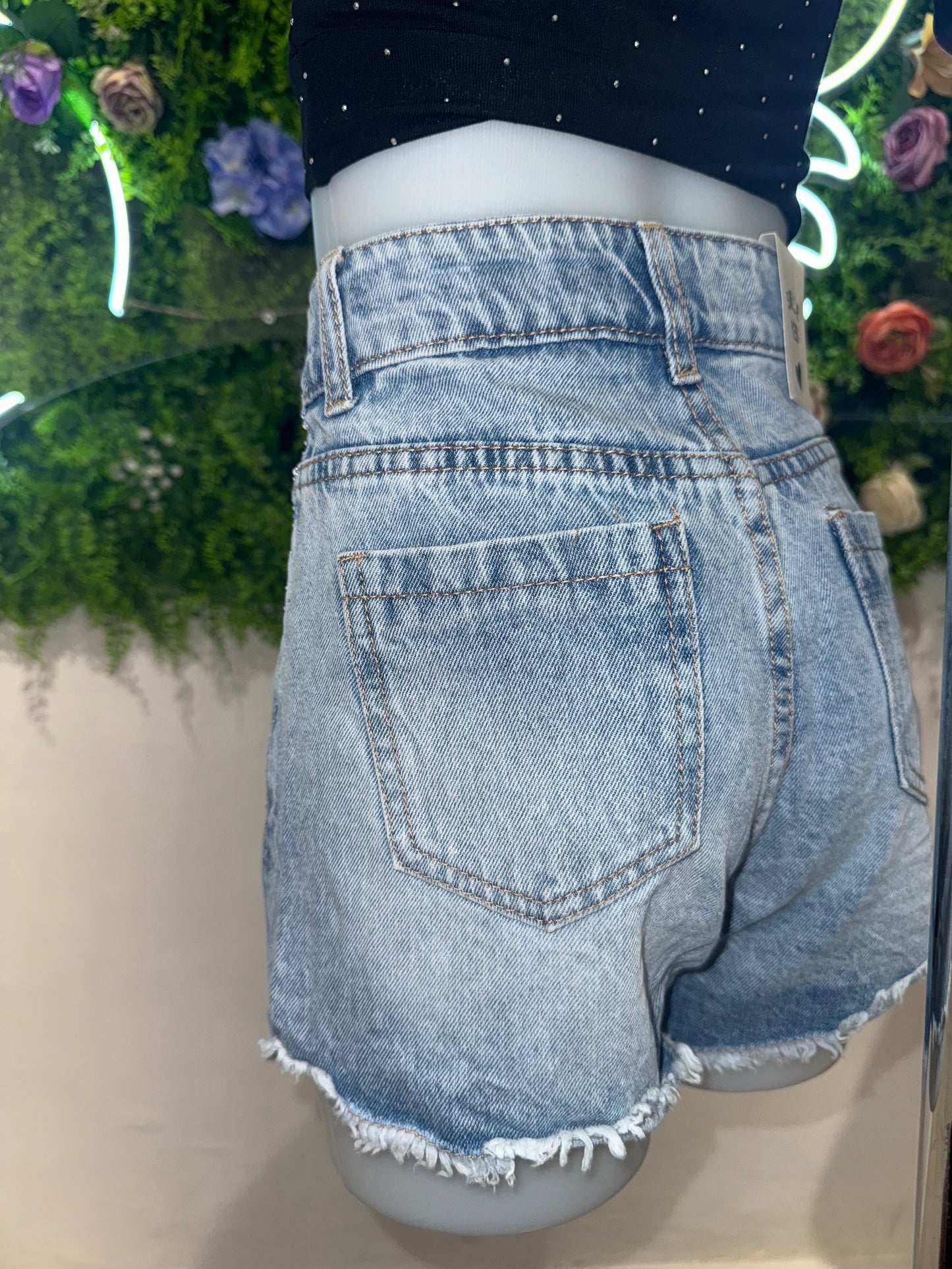 Shorts in jeans con brillantini a cascata e strappi 4-14 anni 2062