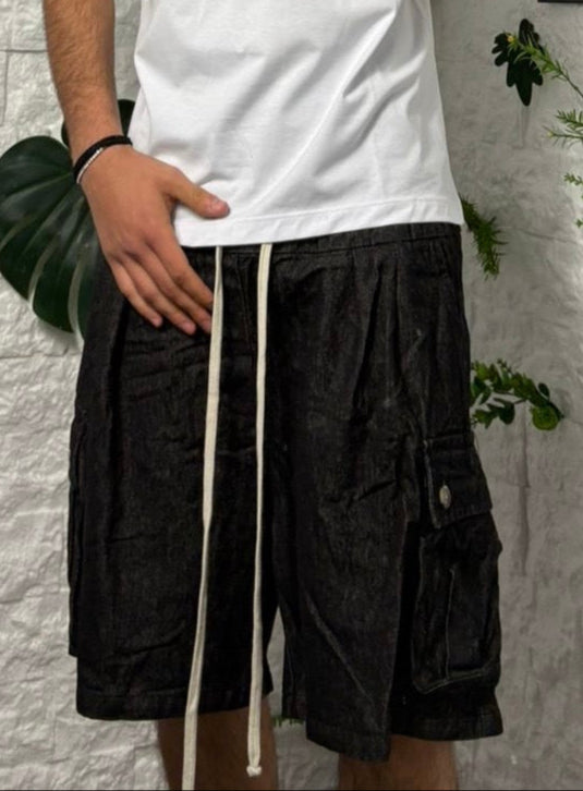 Pantaloncino cargo in jeans con tasche laterali 303001