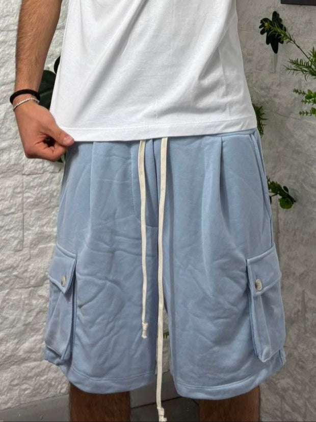 Tuta celeste cargo estiva in cotone 818101