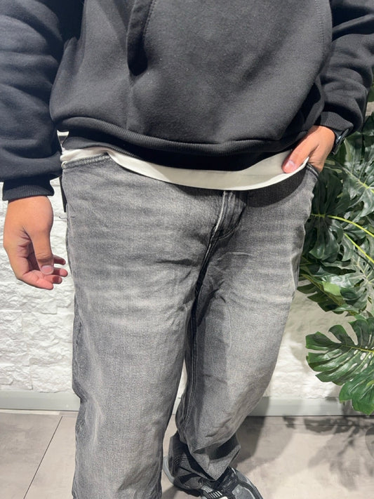 Jeans baggy grigio scuro slavato in denim