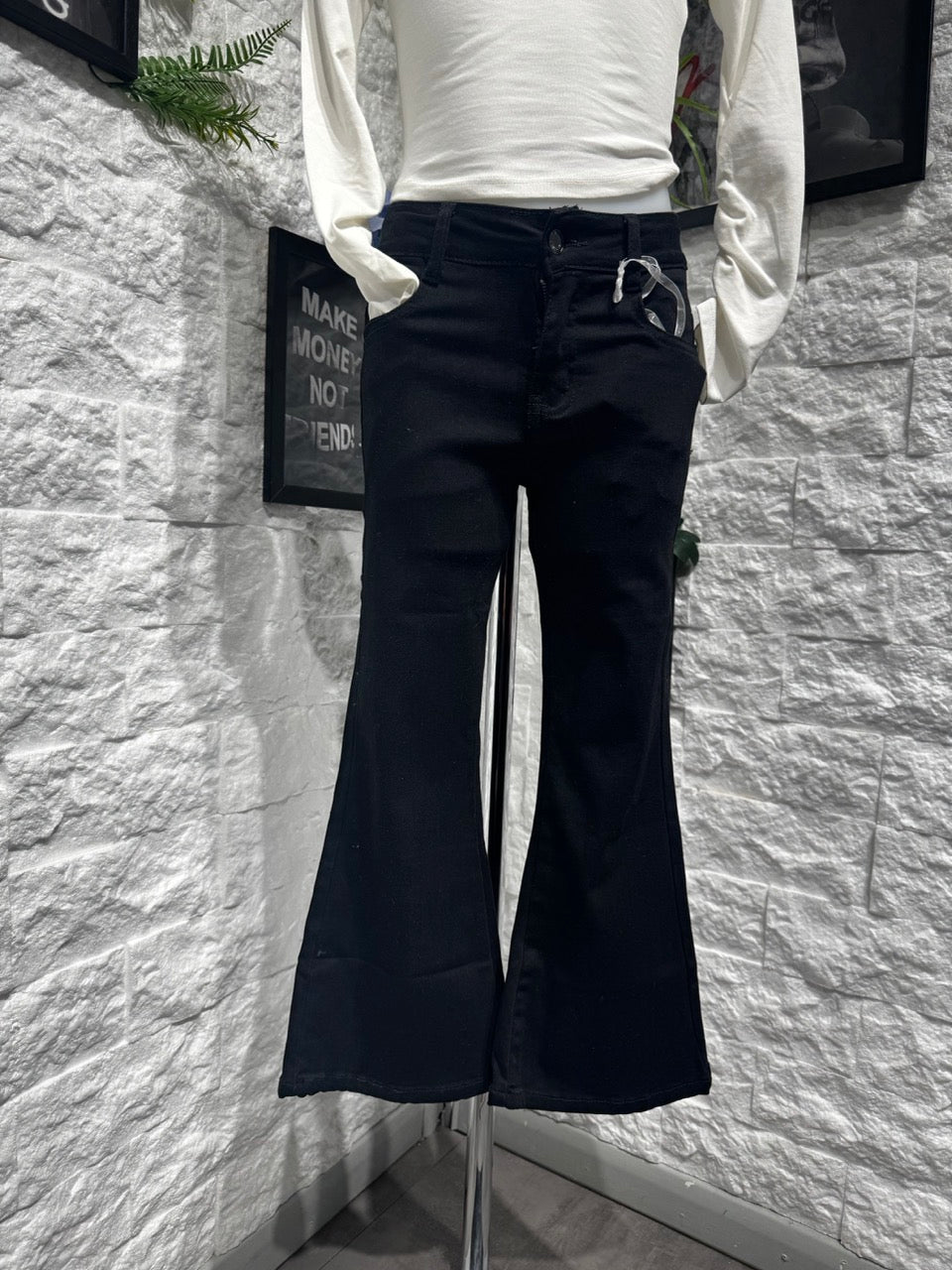 Jeans a palazzo nero in denim 6-14 anni