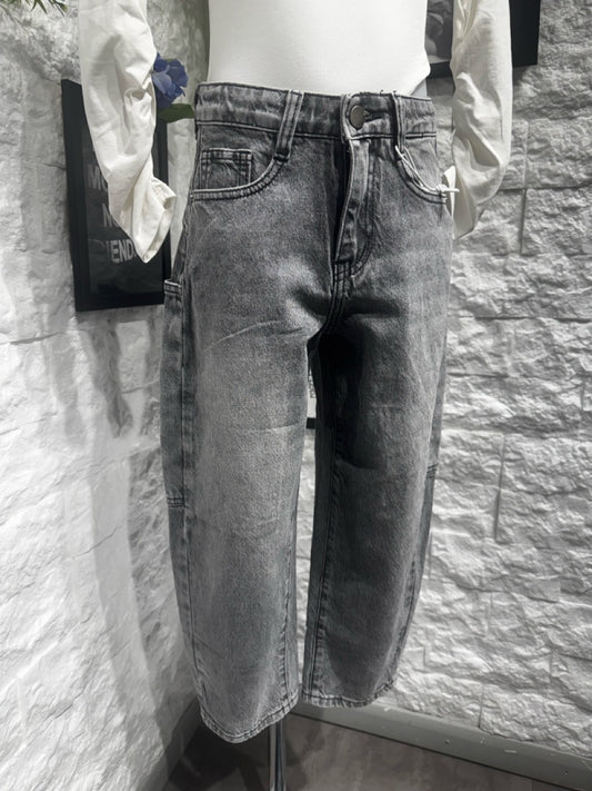 Jeans cargo grigio slavato in denim 4-14 anni