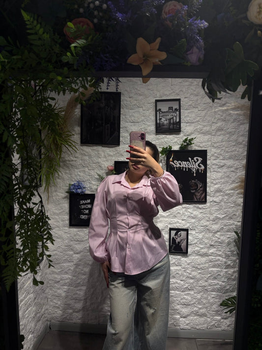 Camicia a righe con punto vita elasticizzato