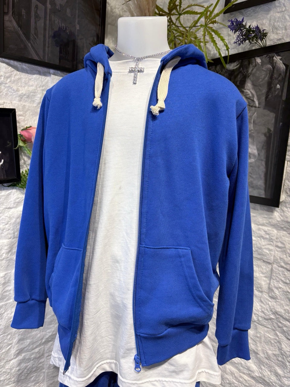 Completo blu con felpa zip e pantalone cargo - GARZATO 10-16 anni