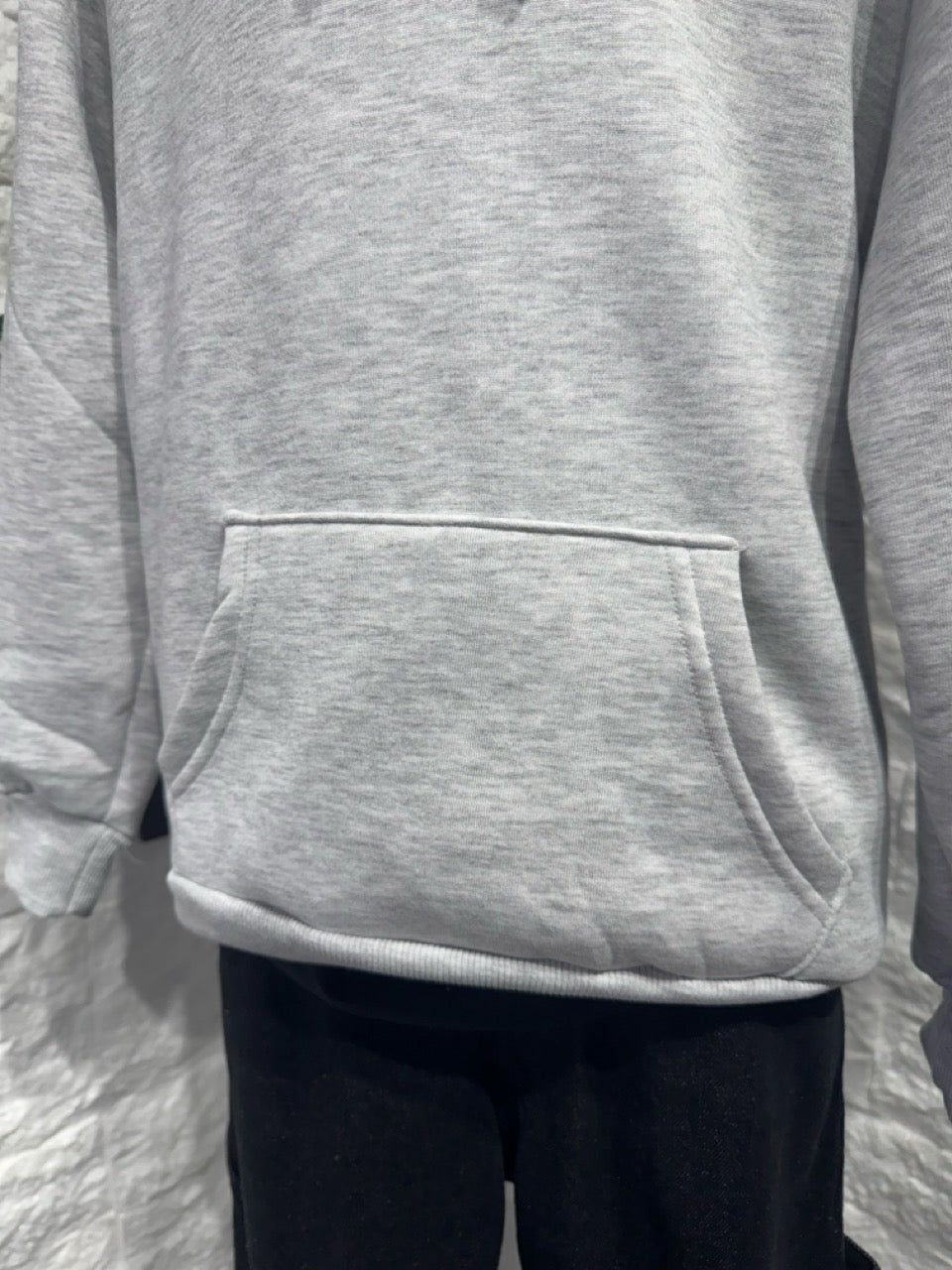 Felpa grigio melange con cappuccio e tasca frontale - FELPATO 10-16 anni