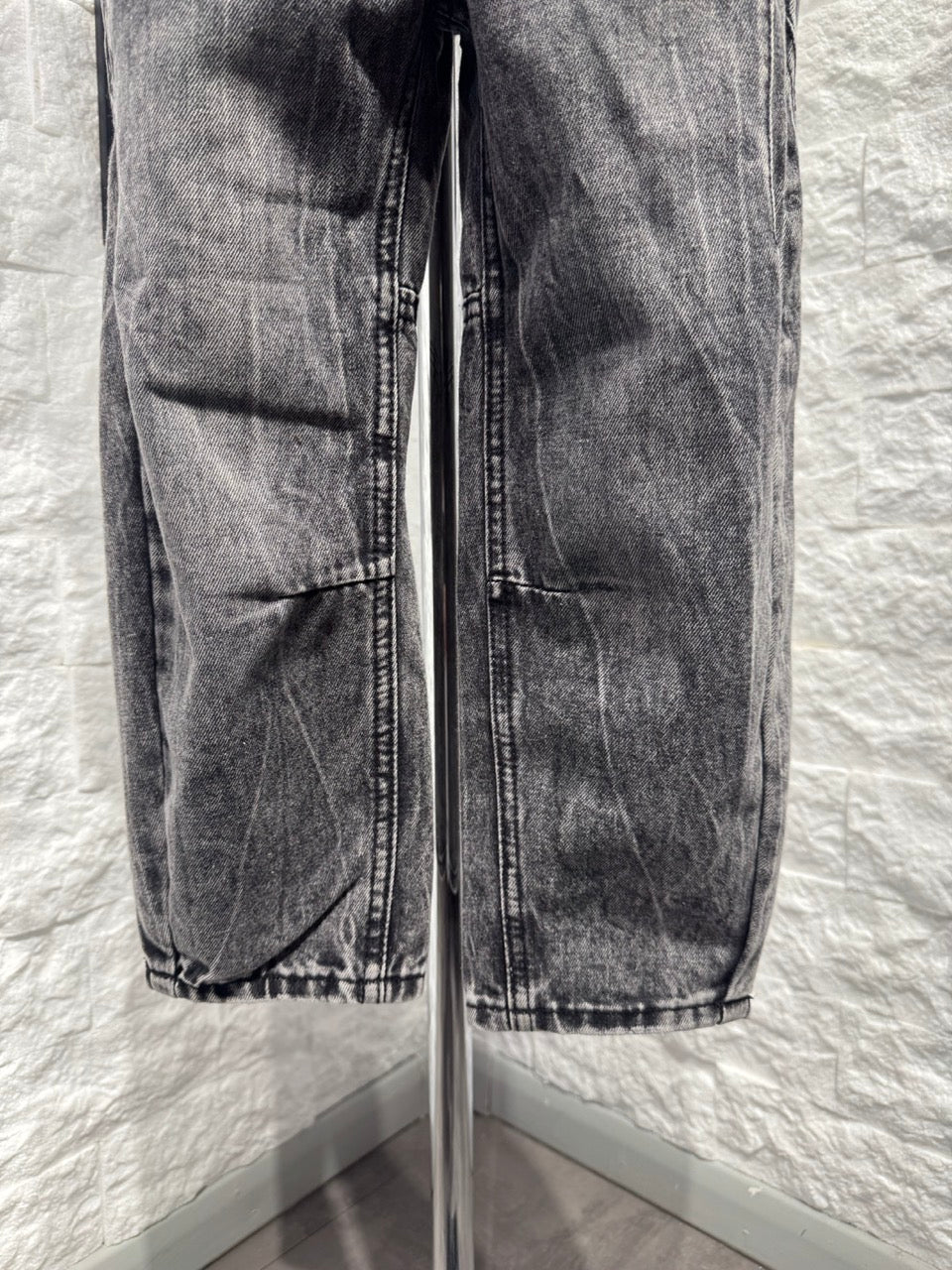 Jeans balloon grigio slavato in denim con tagli frontali 6-16 anni