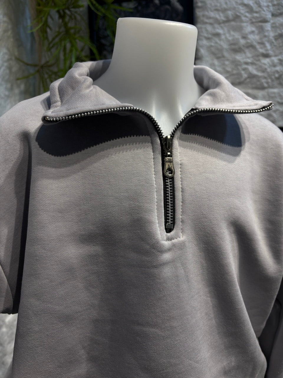 Felpa grigio ghiaccio con mezzo collo e zip - GARZATO 10-16 anni