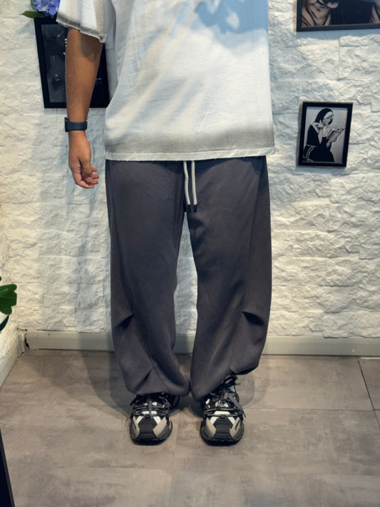 Pantalone balloon grigio piombo in tuta slavato - OVERSIZE - GARZATO