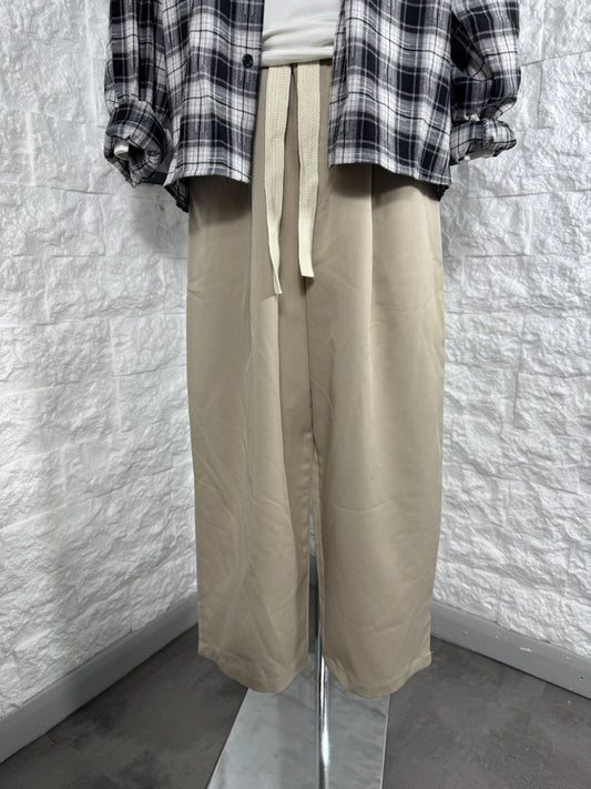Pantalone beige in tessuto morbido con fondo ampio - OVERSIZE 10-16 anni