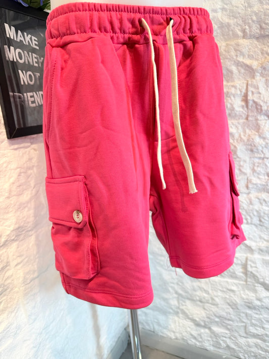 Bermuda cargo fucsia in tuta con tasche laterali e laccio 6-16 anni