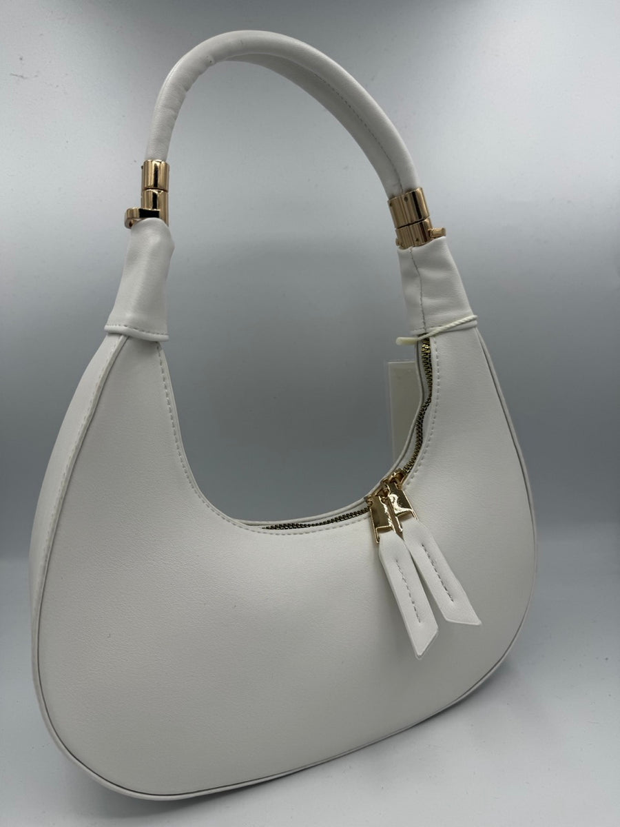 Borsa bianca a spalla in ecopelle con manico imbottito