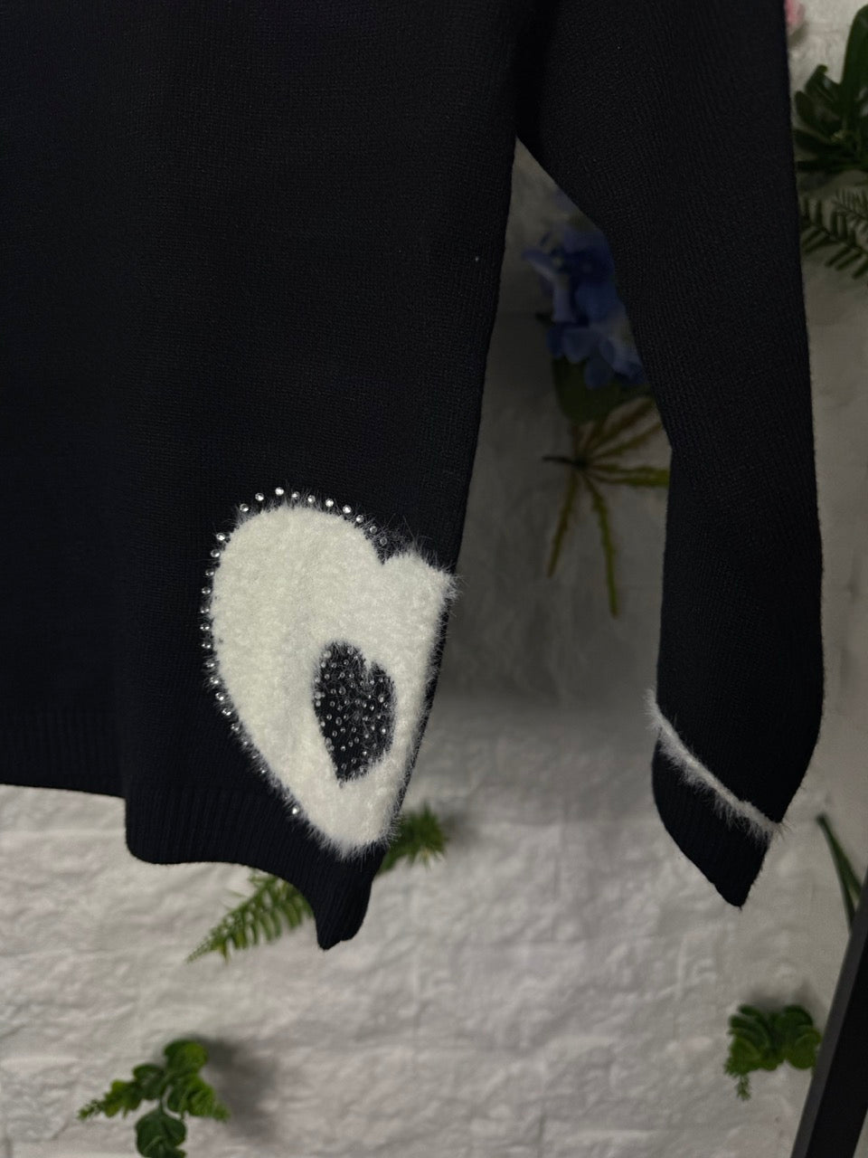 Maglione con cuore teddy e brillantini 4-14 anni