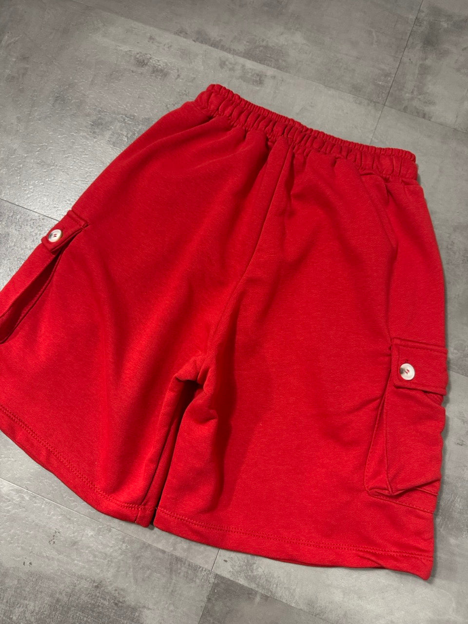 Pantaloncino cargo rosso in cotone con tasche laterali 10-16 anni