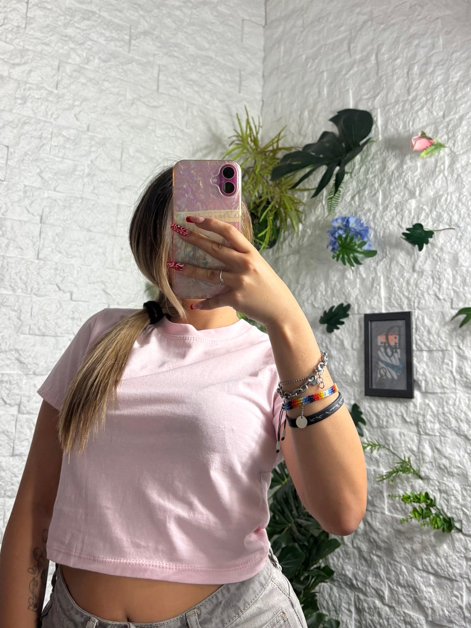 T-shirt crop-top in tinta unita