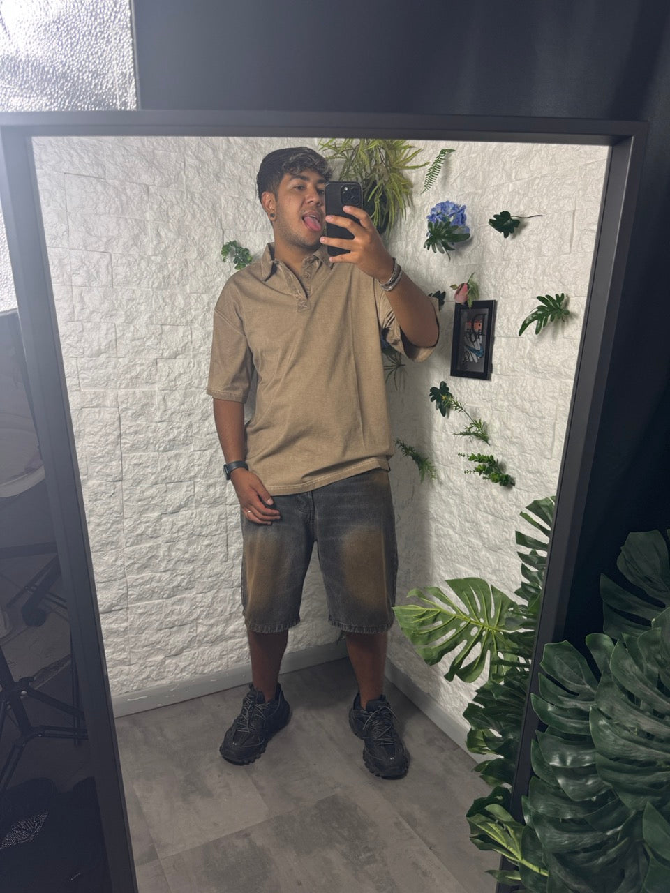 Polo oversize slavato fango