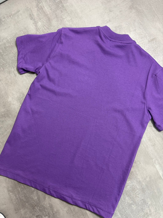 T-shirt viola in tinta unita con mezzo collo alto 10-16 anni