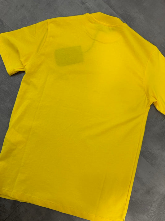 T-shirt gialla in tinta unita con mezzo collo alto 10-16 anni