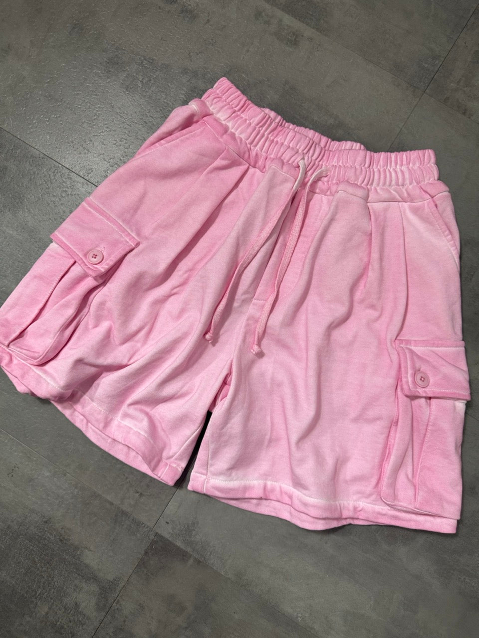 Pantaloncino cargo rosa stone wash in cotone 10-16 anni
