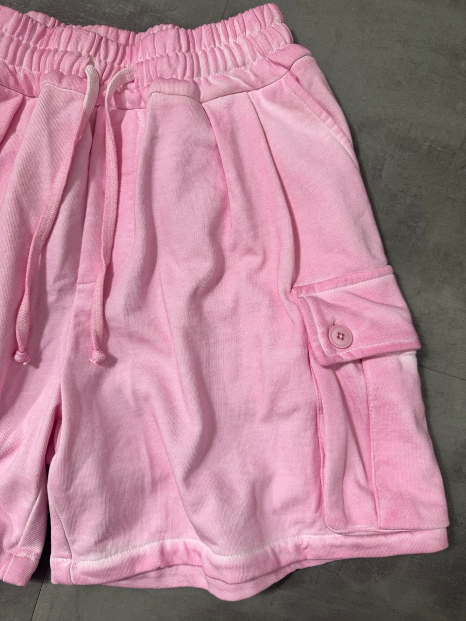 Pantaloncino cargo rosa stone wash in cotone 10-16 anni