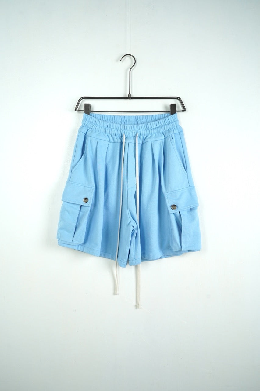 Pantaloncino cargo celeste in cotone con tasche laterali 10-16 anni