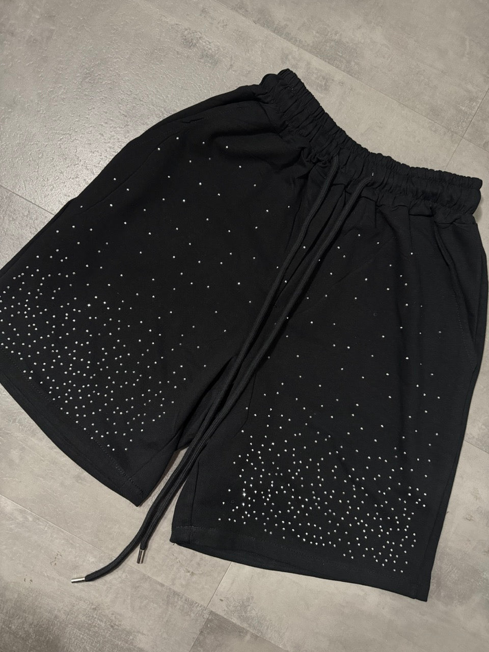 Pantaloncino nero in cotone con brillantini 10-16 anni