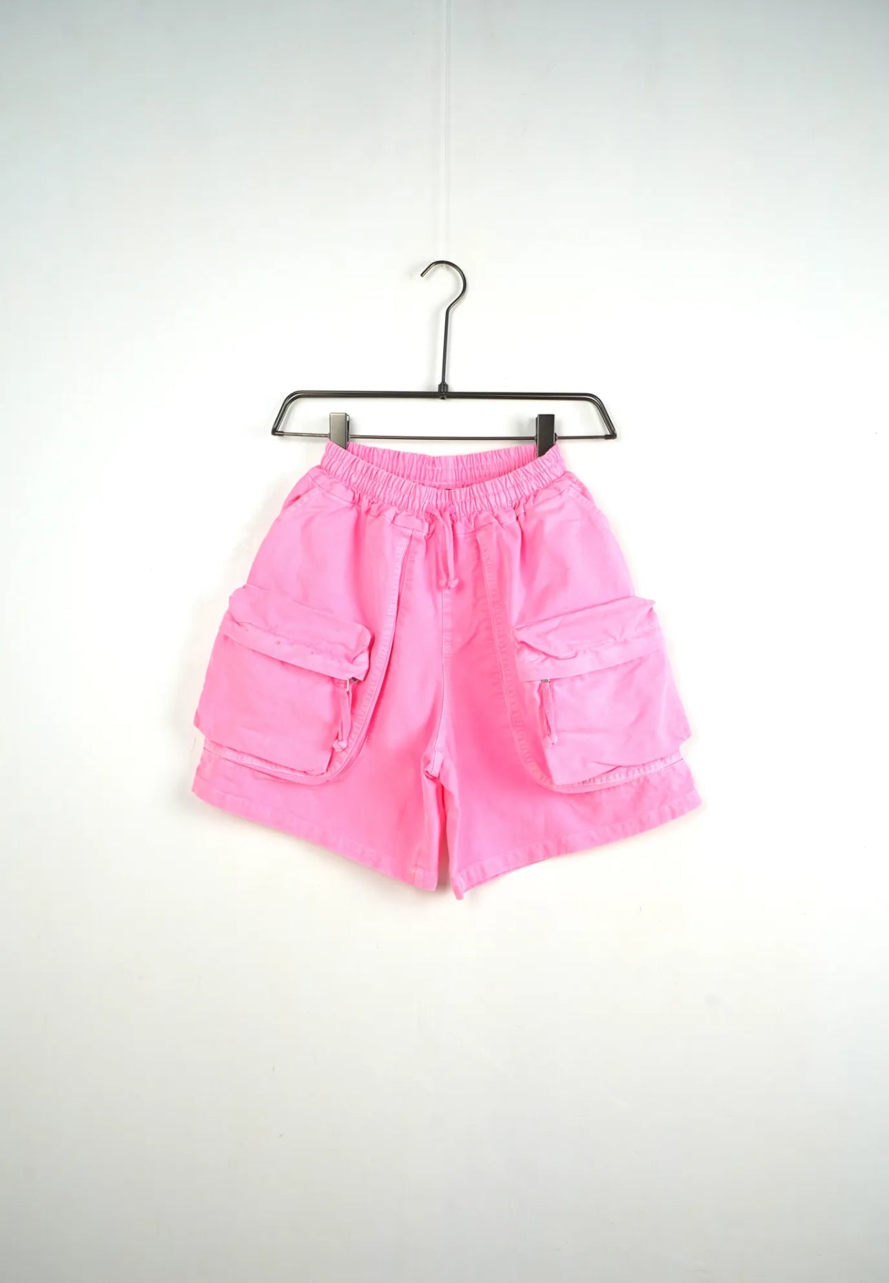 Pantaloncino cargo rosa fluo con tasche frontali - OVERSIZE 10-16 anni