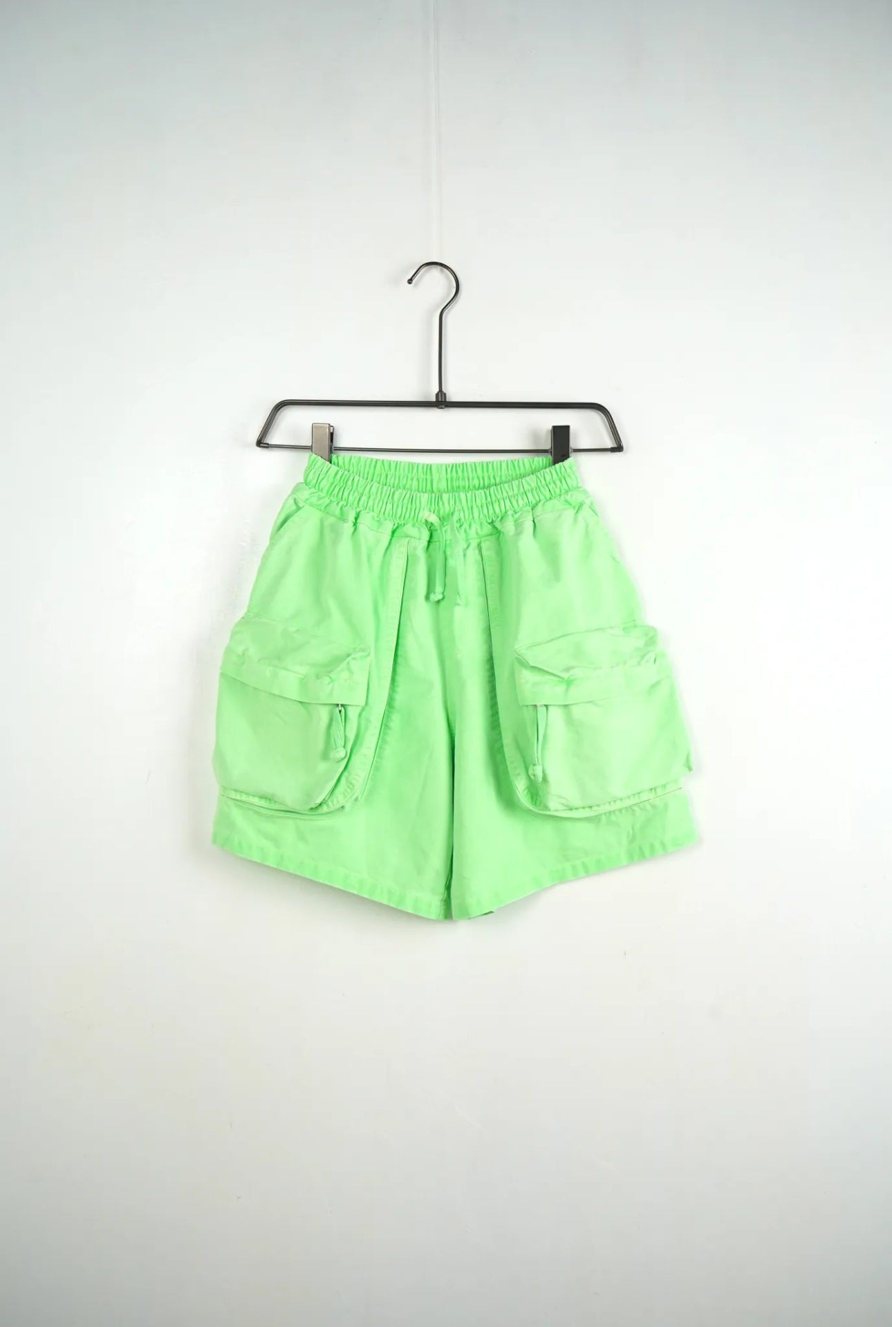 Pantaloncino cargo verde fluo con tasche frontali - OVERSIZE 10-16 anni