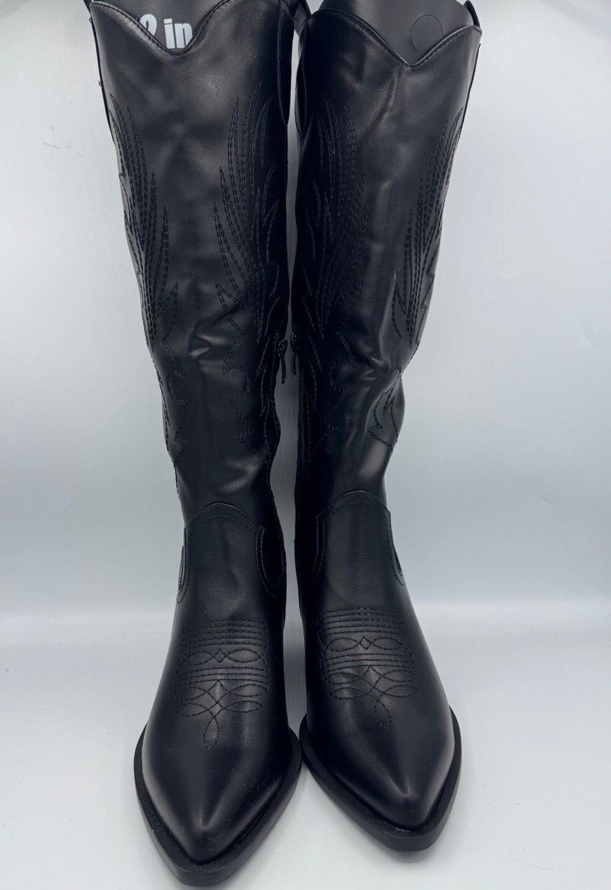 Stivale texano nero in ecopelle