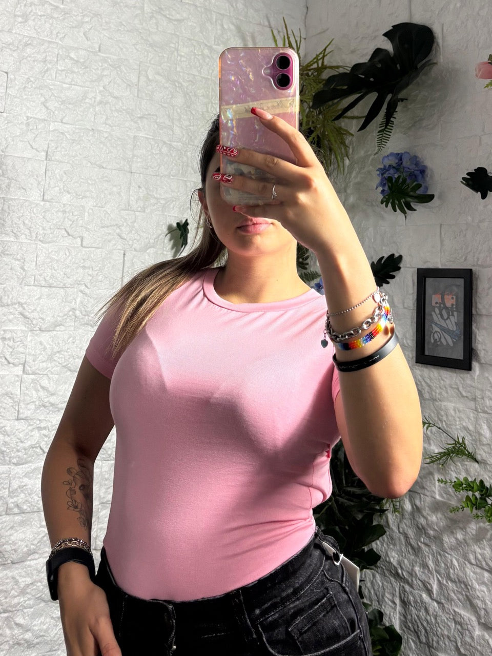 Body in cotone tinta unita a mezza manica con apertura sulla schiena