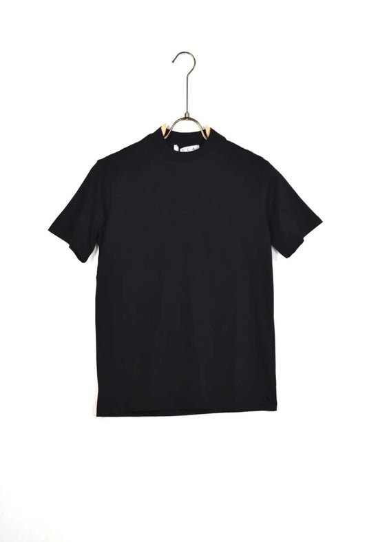 T-shirt nera con mezzo collo alto 10-16 anni