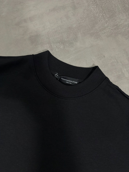 T-shirt nera con mezzo collo alto e scritta "LOS ANGELES" spray 10-16 anni