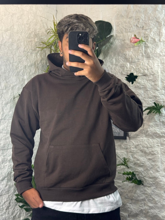 Felpa marrone boxy fit con cappuccio - GARZATO