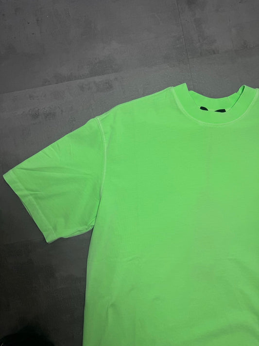 T-shirt verde fluo in tinta unita con mezzo collo alto - OVERSIZE 10-16 anni