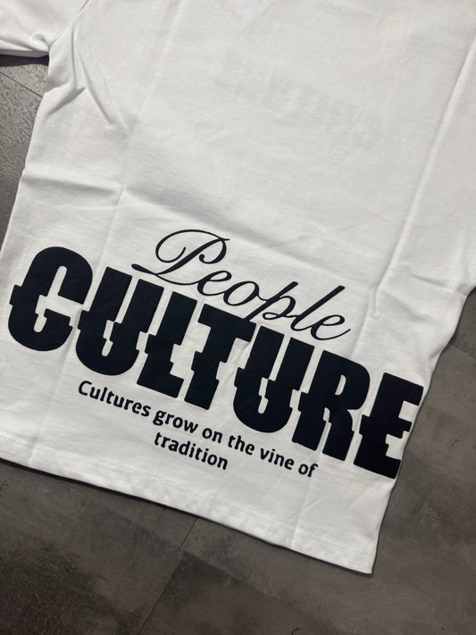 T-shirt bianca con stampa scritta "CULTURE" 10-16 anni - OVERSIZE