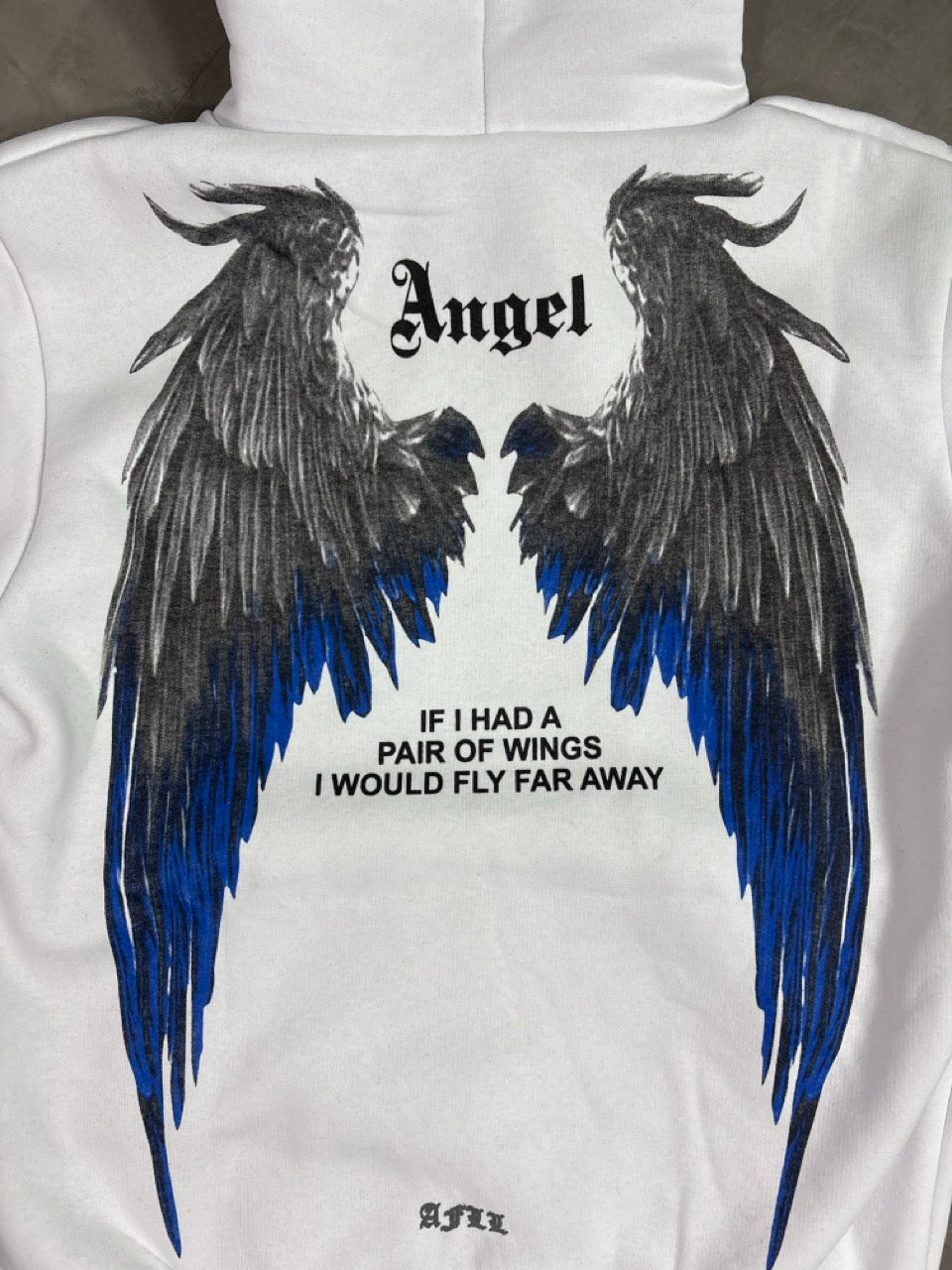 Felpa bianca con cappuccio e stampa con ali "ANGEL" - FELPATO 10-16 anni