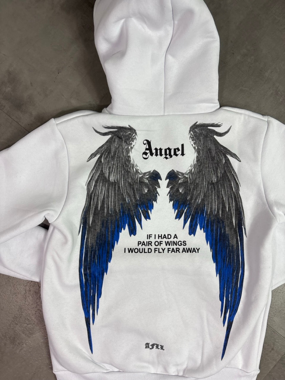 Felpa bianca con cappuccio e stampa con ali "ANGEL" - FELPATO 10-16 anni