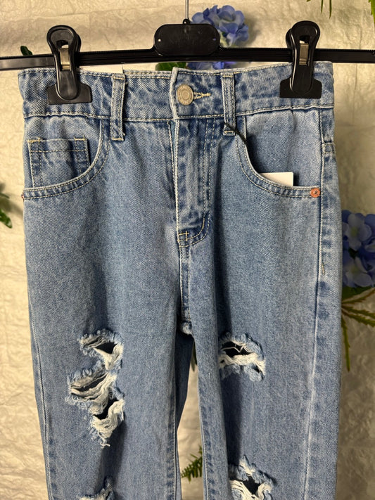 Jeans chiari in denim con strappi effetto destroyed 8-16 anni