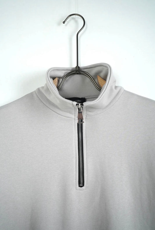 Felpa grigio ghiaccio con half zip - GARZATO