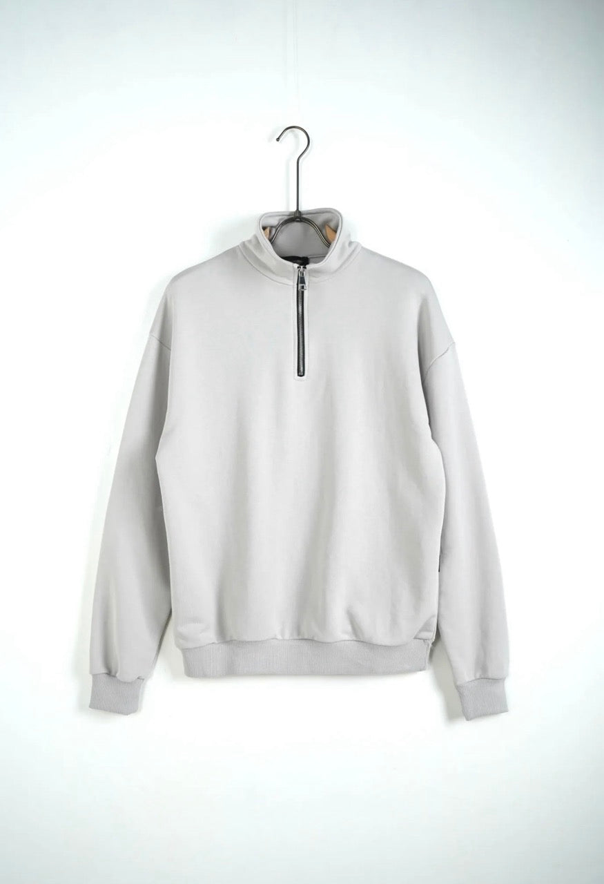 Felpa grigio ghiaccio con half zip - GARZATO
