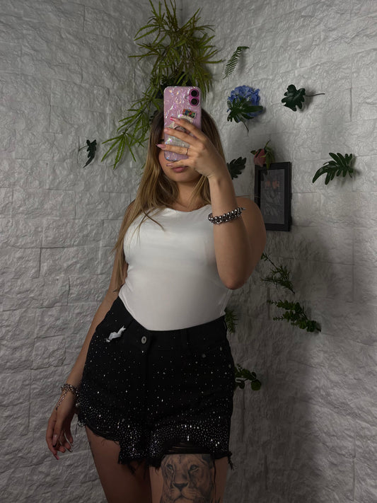 Shorts nero estivo con brillantini 17151