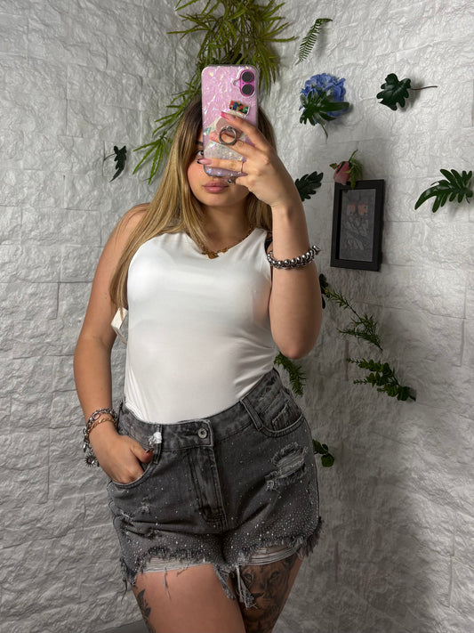 Shorts grey estivo con brillantini 17151